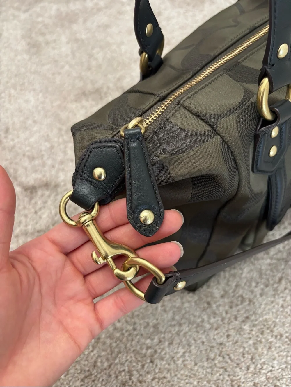 Coach Signature Satchel in Dark Brown and Black